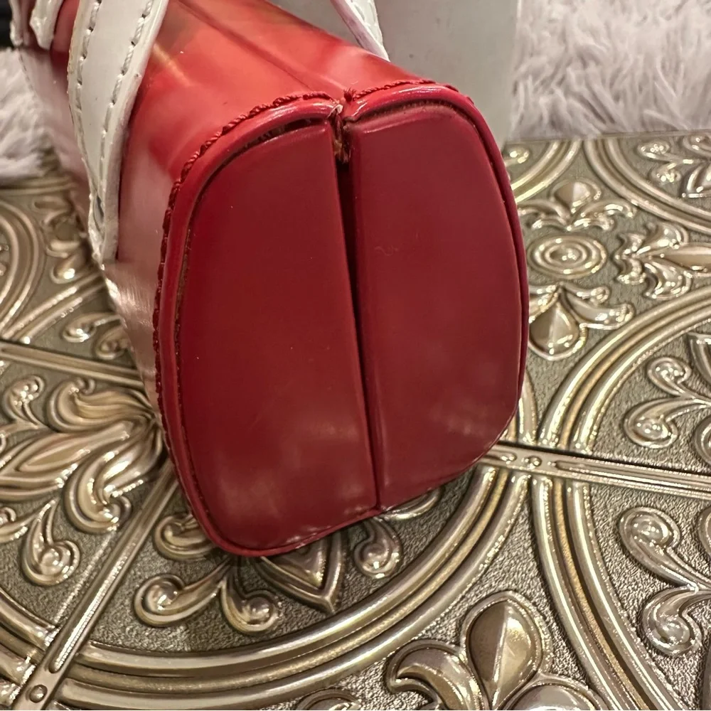 🌹VINTAGE Show Colors Cosmetic RED & WHITE Organizer Make Up Case Mini Purse